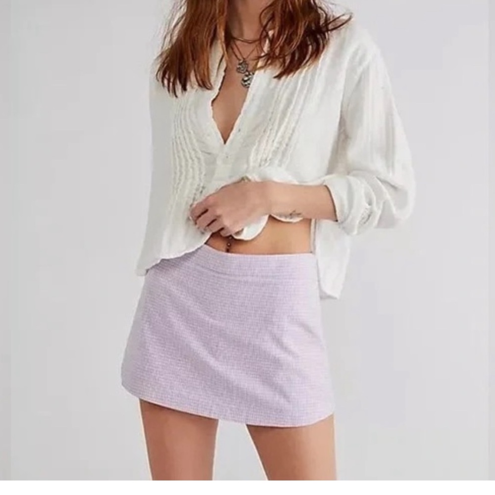 Free people big dreams purple gingham skort